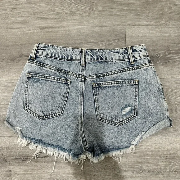 Forever 21 Light Blue Distressed Jean Shorts - Picture 3 of 5